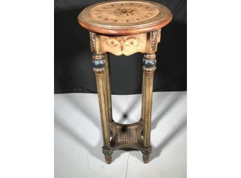 Very Nice Paint Decorated Plant Stand - Caned Bottom - All Hand Painted / Decorated