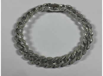 Amazing Sterling Silver / 925 Bracelet - Covered With 100s Of Zirconias - Looks JUST Like Diamonds