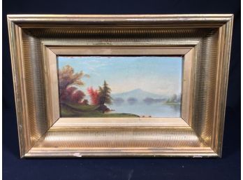 Lovely Hudson River Painting - Illegible Writing On Back - From Estate In Ossining, New York - Dated 1876