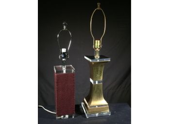 Two Fantastic MCM / Midcentury Style - Brass & Lucite - GREAT LAMPS - Both High Quality