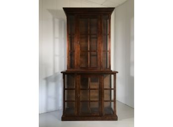 Large Mahogany Display Cabinet / Cupboard - Made Italy - Very Nice Piece With Key MANY USES !