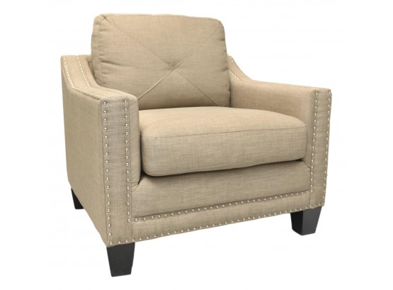 A5 Contemporary Upholstered Accent Club Chair With Nailhead Stud Trim (3 Of 4)