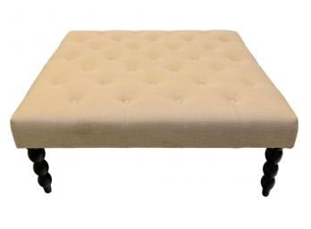 B23 Large Tufted Ottoman With Bobbin Wood Legs