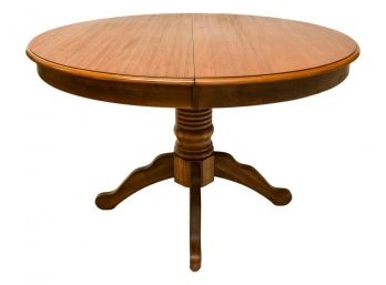 A12 Oak Round Pedestal Dining Table With One Leaf (1 Of 2)
