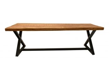 B21 Wood Bench With X Metal Frame