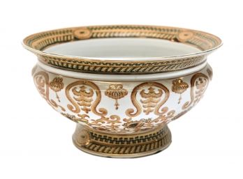 B51 Oriental Accent Decorative Centerpiece Bowl With Gilt Detailing