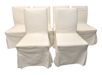 B24 Set Of Six Parson Style Dining Chairs With Removable Slip Covers