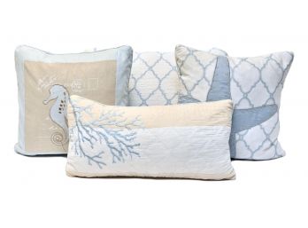 Collection Of Four Ocean Beach Themed Decorative Pillows