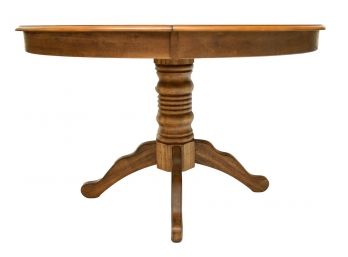 A13 Oak Round Pedestal Dining Table With One Leaf (2 Of 2)
