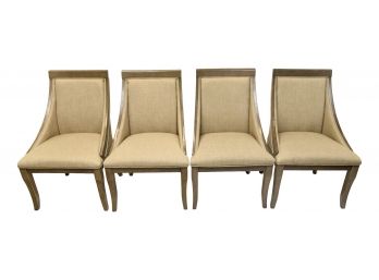A16 Set Of Four Modern Upholstered Wood Dining Chairs