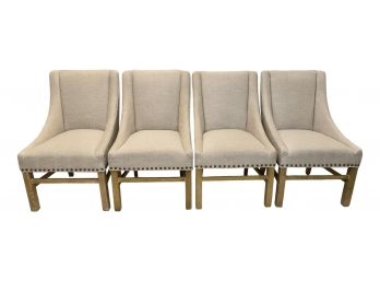 A15 Set Of Four Dining Room Upholstered Chairs With Nailhead Trim