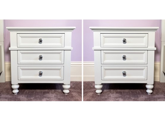 A Pair Of Painted Wood Nightstands By Magnussen Home