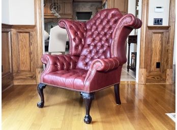 A Tufted Oxblood Leather Arm Chair With Nailhead Trim By Henredon