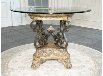 A Glass Top Games Or Occasional Table