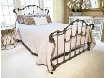 An Elegant Solid Brass Queen Size Bedstead