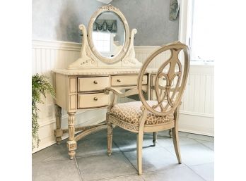 A Painted Wood Vanity And Side Chair By Laura Ashley