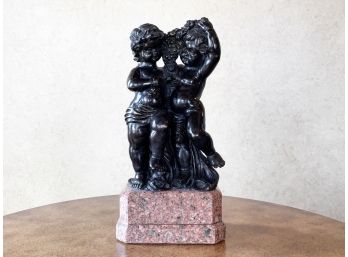 A Figural Bronze Cast On Marble Base
