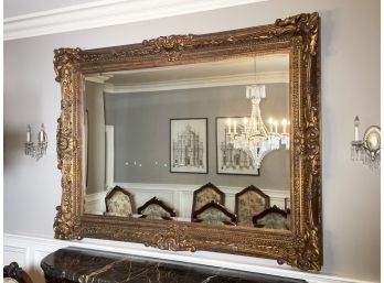 A Monumental Vintage Beveled Mirror In GIlt Wood Frame