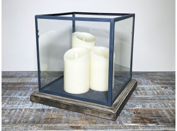 Candles In Faux Glass Terrarium