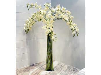 Large Faux Floral Is Glass Vase