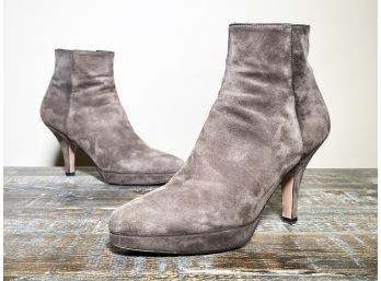A Pair Of Ladies' Suede Boots By Prada