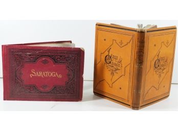 2 Antique Books - Saratoga (Fold Out Picture Books) & Lake George (Illustrated 1887 Book)