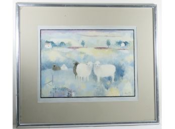 Howard Knotts Original Signed, Framed, Matted Oil Painting - Summer Sheep