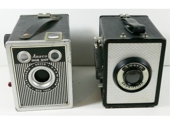 2 1940's Era ANSCO 126 Cameras - Shur Shot & Shur-Flash - Art Deco Look