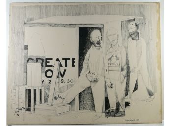 Richard Wilt - Pen And Ink Drawing - Create Now - Vintage 1957