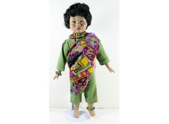 18' Doll On Stand - Ethnic Costume, Jewelry - Porcelain