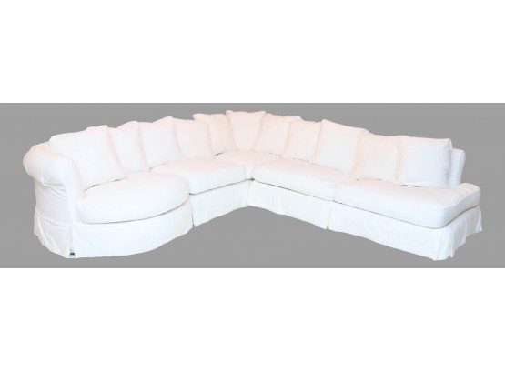 RACHEL ASHWELL White Denim Sectional Sofa (Retail $13,000)