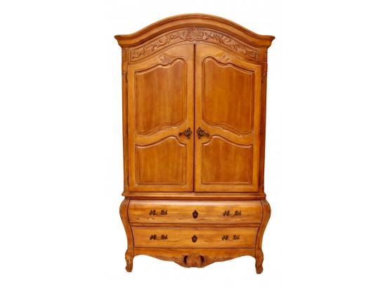 Heavy And Solid Carved Wood 2 Piece Armoire
