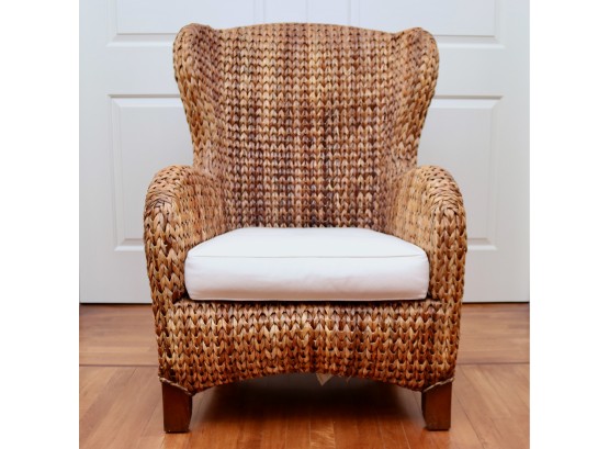 POTTERY BARN Winged Seagrass Arm Chair With Cushion 2 Of 2 (Retail $699)
