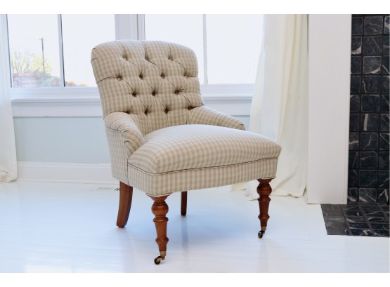 Tufted Arm Chair On Casters