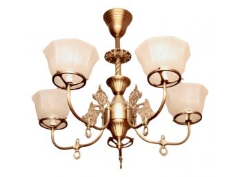 SOUTH SHORE BY REJUVINATION 5 Arm Chandelier With Frosted Glass Shades 1 Of 2