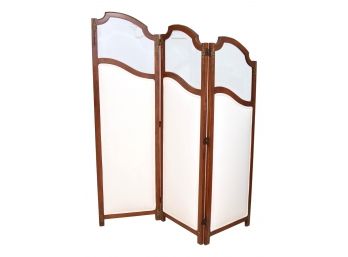 Beautifully Restored Antique Tri-fold Room Divider With Beveled Glass
