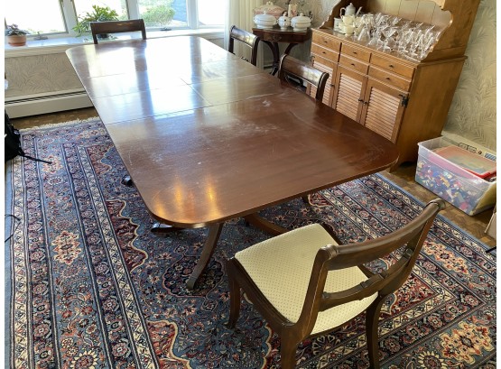 Mahogany Double Pedestal Dining Table With Two Leaves And Full Pads
