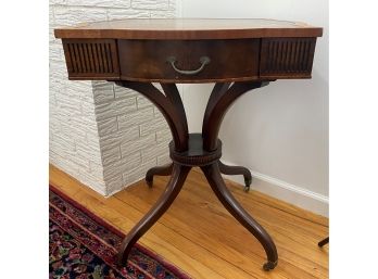 Leather Top Table With Drawer And Glass Protector