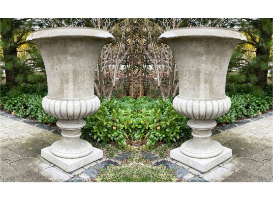 A Pair Of Large Cast Stone Planters By Campania