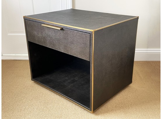 A Brass And Leather Bedside Cabinet From The Restoration Hardware Shagreen Collection