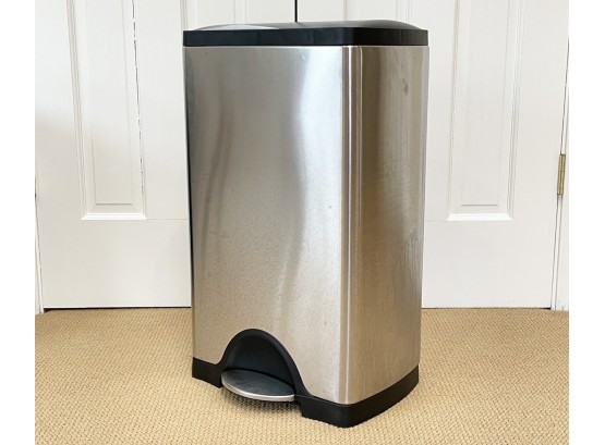 A Simplehuman Stainless Steel Trash Can