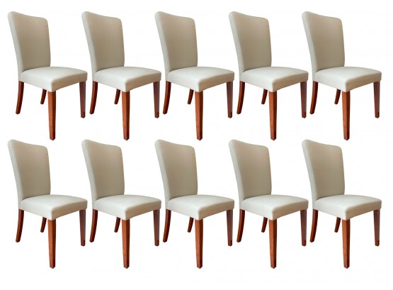 A Set Of 10 Restoration Hardware Dining Chairs With Linen Slipcovers