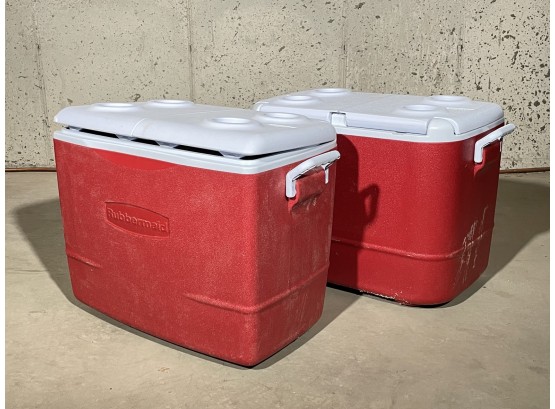A Pair Of Rubbermaid Coolers