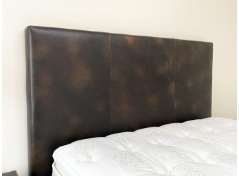 A Queen Size Leather Headboard By Restoration Hardware