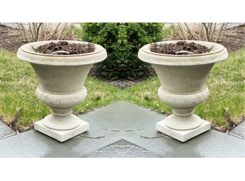 A Pair Of Cast Stone Urns By Campania (2 Of 2)