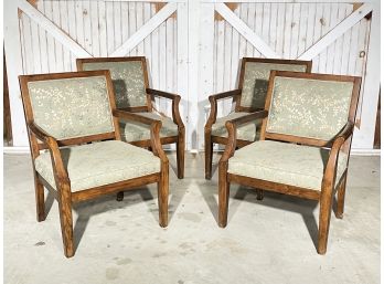 A Set Of 4 Mahogany Upholstered Arm Chairs By Century Furniture