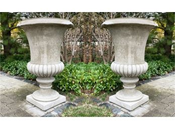 A Pair Of Large Cast Stone Planters By Campania