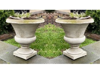A Pair Of Cast Stone Urns By Campania (1 Of 2)