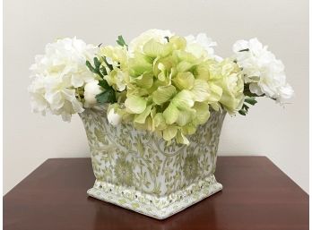 Faux Floral In A Ceramic Planter
