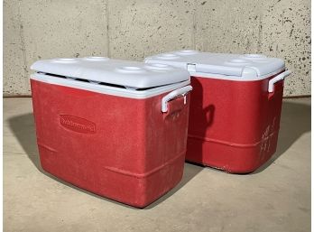 A Pair Of Rubbermaid Coolers